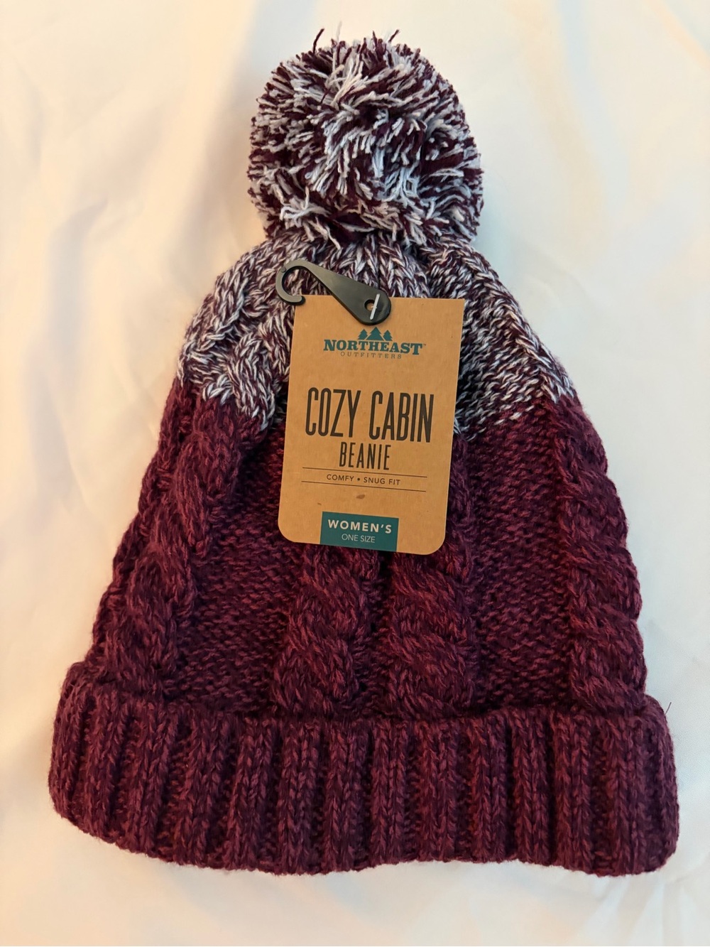 Cozy Cabin Women's Pom Beanie - Burgundy